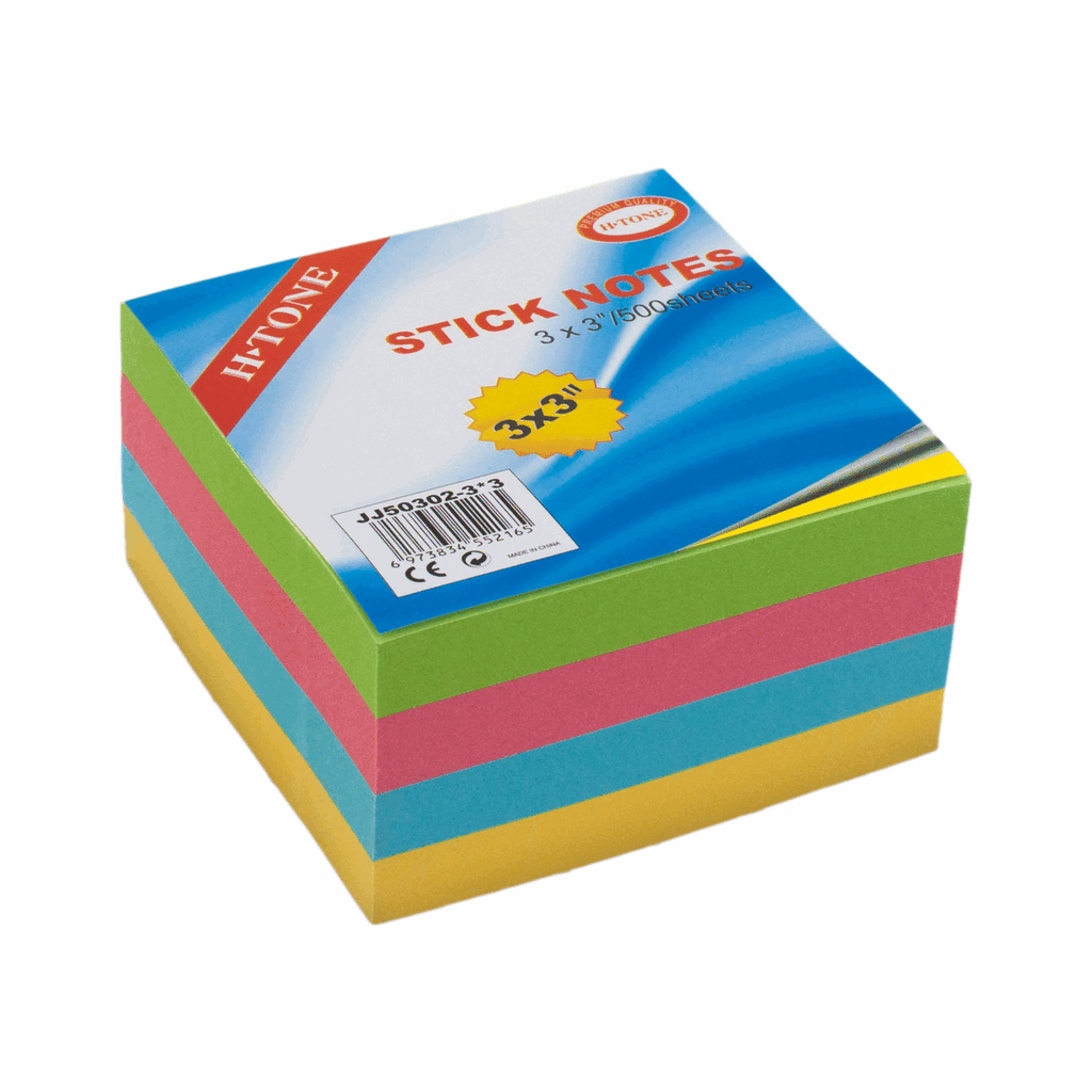 Стікери для нотаток 76х76 мм, 500 арк., 4 кольори по 125 арк., H-Tone (JJ50302-3x3)